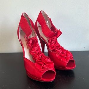 Betsey Johnson Ruffled Red Heels
